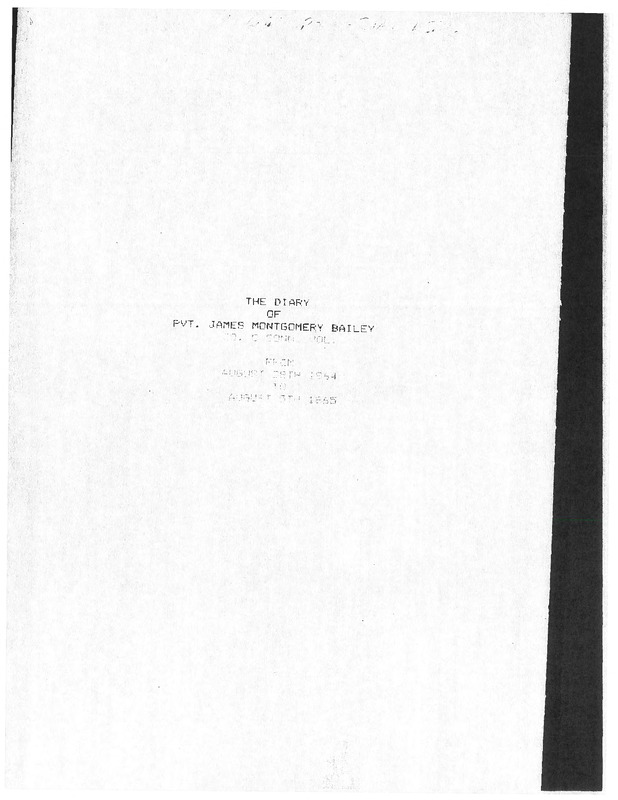 James M. Bailey Civil War Diary