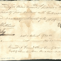 Promissory Note and Receipt - Ebenezer Picket to Jonathan Ingersoll |