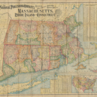 National Railway Company&#039;s Township County Map of Massachusetts, Rhode Island and Connecticut.