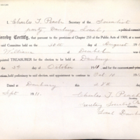 Certificate of appointment, Treasurer of the Socialist Party, Danbury, CT