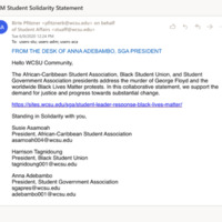 BLM Student Solidarity Statement (email)