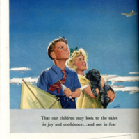 Oneida Limited advertisement; &quot;These are the things we are fighting for, that our children may look to the skies in joy and confidence...and not in fear.&quot;