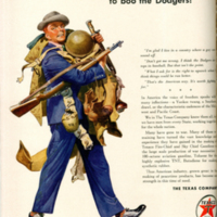Texaco Corporation advertisement; &quot;Fighting for the right to boo the Dodgers&quot;
