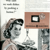 General Electric Corporation advertisement; &quot;Why can&#039;t we wash dishes by pushing a button?&quot;