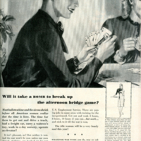 Tubize Chatillon Corporation advertisement; &quot;Will it take a bomb to break up the afternoon bridge game?&quot;