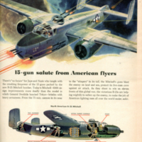 North American Aviation Company advertisement; &quot;15-gun salute from American flyers&quot;