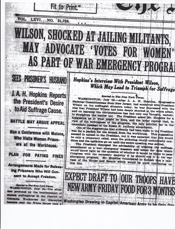 Wilson shocked at Jailing Militants%2c May Advocate %27Votes For Women%27 as part of War Emergency Program.jpg