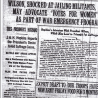 Wilson shocked at Jailing Militants%2c May Advocate %27Votes For Women%27 as part of War Emergency Program.jpg